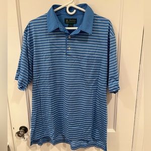 EUC Brooks Brothers Blue-Striped Golf Shirt, 100% Cotton, size L